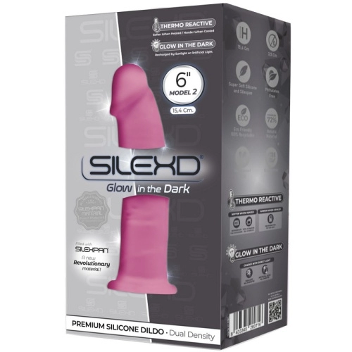 Фаллоимитатор с двойным покрытием Model 2 Glow SileXD, 6 дюймов (светится в темноте)
